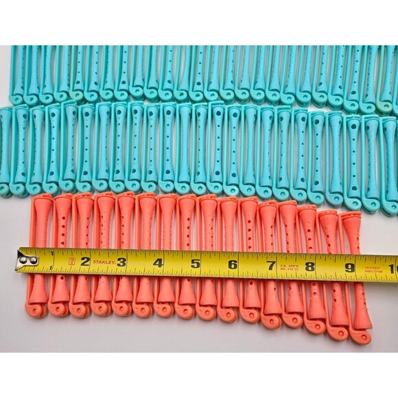 Lot 156 Vintage Hair Curling Rod Curlers Plastic Swing Arm Perm Rollers Teal - Picture 2 of 5